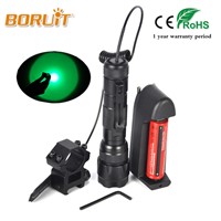 Boruit 1200LM XPE LED Flashlight Green Light Torch For Fishing Hunting 18650 Battery Flashlamp lanterna Lamp With Gun clip 502B