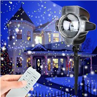 SXZM Snowfall LED Lights Christmas waterproof Rotating Fairy Snowflake Projector Lamp with Wireless Remote EU/US plug for Xmas