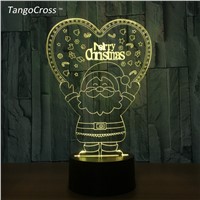 TangoCross Christmas 3D Acrylic LED Night Light Luminaria Table Lamp with Touch Control 7 Colors Decorations for Home