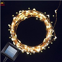 OOBEST Solar LED string light 10M 100 LED Copper Wire waterproof Fairy Light Xmas Wedding Party Garden outdoor Decoration