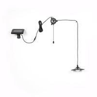 4 LEDs Solar Lights Stainless Steel Ceiling Lights with Remote Control Home Lighting Study Drawstring Control Lamp