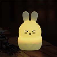 Cute Girls Boys Gift Rabbit Silicone LED Night Light Rechargeable Touch Sensor light Children Cute Night Lamp Bedroom Light