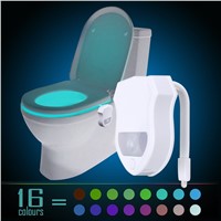 16 Color Wireless Human Infrared Activated Motion Sensor PIR LED Toilet Lamp Battery Powered Night Light Home Bathroom