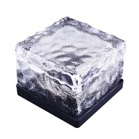 Waterproof Solar Path Ice Cube Rocks LED Frosted Glass Brick Paver Garden In-groud Buried Light (Seven-Color)