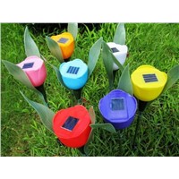 Beautiful Solar Powered Tulip Landscape Flower Lamp Bulb For Lawn Garden Path Way Out-door Colorful
