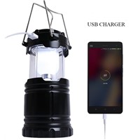 Portable LED Camping Lighting Lantern Solar Charger Rechargeable with Charging Cable USB port Hand Crank Light Lamp