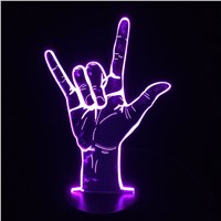 Sign Language I Love You or Victory Yes 3D LED Lamp Table Night Light USB Operated Romantic Party Holiday Valentine&amp;amp;#39;s Day Gift