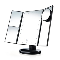 Three Folding Touch Screen Makeup Mirror Professional Vanity 21 LED Lights Health Beauty with 10X Magnifying
