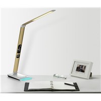 With calendar display dimmable led studying desk light Metal boday colorful touching switch