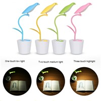 LAIDEYI 3 Level Dimmable USB Desk Light Flexible Foldable Bird Shape And Pen Holder Table Lamp Intelligent Touch Switch Light