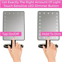 21 LED Lighted Makeup Mirror / Vanity Mirror with Touch Screen Dimming,180 dregee Swivel Rotation, Portable Convenience and Hig