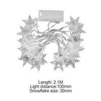 2.1M 20LED Snowflake LED String Lights Battery Powered Christmas Holiday Fairy Lights Winter Decor Lighting Strings