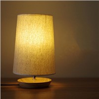 LED Desk Lamp With Linen Shade and Solid Wood for Bedroom Baby Room Coffee Table (US Plug)