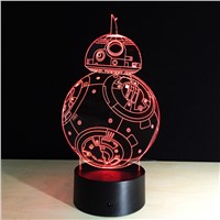 Star Wars BB-8 Robot RGB 3D Led Night Light Colorful Acrylic USB LED Table Lamp Creative Star Wars Action Figure Lighting