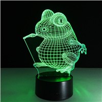 3D Lamp Visual Light Effect Touch Switch Colors Changes Night Light (Frog)