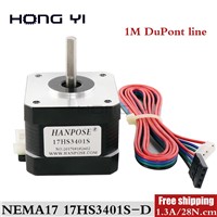 Free Shipping Nema 17 34mm Stepper Motor 17HS3401S 4-Lead 42 Motor 42BYGH 1.3A with DuPont Wires CNC Laser for 3D Printer