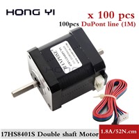 100pcs 4-Lead Nema 17 Double Shaft Stepper Motor 42BYGH 17HS8401S 1.8A 52N. Cm 60mm for 3D Printer Motor