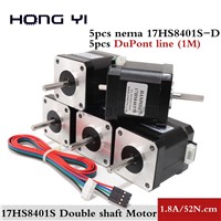 5pcs CNC Double Shaft Stepper Motor 42x48mm NEMA17 Stepper Motor 1.8A 0.52N. M Nema 17 Stepping Motor for CNC Machine 3D Printer