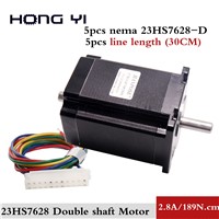 5PCs NEMA 23 CNC Stepper Motor 57x76mm Double Shaft 8mm 1.89N. M Nema 23 Stepp Motor 270Oz-in 2.8A for CNC Machine &amp;amp; 3D Prin