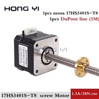 Free Shipping Nema 17 Screw17HS3401S-T8 8mm Laser &amp;amp; 3D Printer Stepper Motor Pitch with Brass Nut for CE ROSH ISO CNC