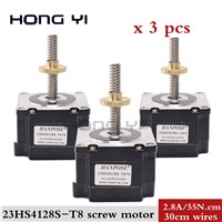 Free Shipping 3pcs Laser &amp;amp; 3D Printer Nema 23 Screw Stepper Motor with 23HS4128-T8x8-310MM Copper Nut Lead 2/4/8mm for CNC