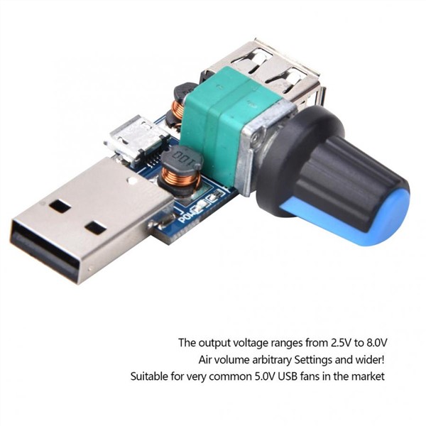 2pcs USB Fan Speed Controller DC4~12V 5W Fan Speed Governor for Office Home Motor Regulator