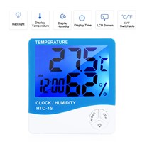 Temperature Meter LCD Indoor Thermometer Hygrometer Room / Temperature Humidity Gauge Meter Alarm Clock Digital Thermometer