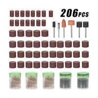206pcs 1/8&amp;quot; Shank Rotary Tool Accessories Set Sanding Grinding Brushing Polishing Bits Accessory Kit with Storage Box