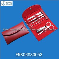 Hot sale 6pcs Nail Care Kit in red folding pouch(EMS06SS0053)