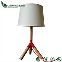 Wood desk lamp with fabric shade