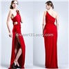 Sexy Red One Shoulder Long Split Spandex Evening Party Prom Dresses