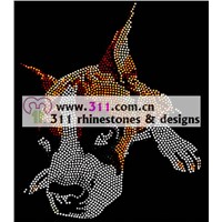 311 animal dog hot-fix heat transfer rhinestone motif design