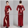 Sexy Red Long Sleeves Split Evening Party Cocktail Ball Prom Women's Dresses