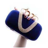 snake diamond u shaped fashion lady evening bag.blue clutch purse bag