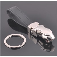 Fashion design leather car keychains promotional brand car keychains metal keyrings