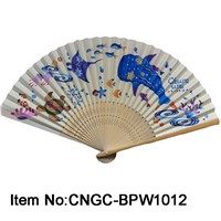 Cute and practical promotional gift paper bamboo fan