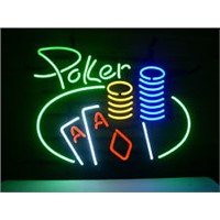 New F (117) POKER handicrafted real glass tube neon light beer lager bar pub club sign.