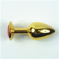 sex toy of golden metal butt plug
