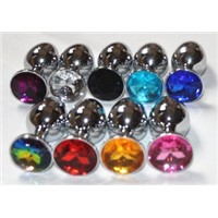 sex toy for women or men, metal butt plug with colorful diamond