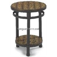 Metal/Wooden Round Accent Table
