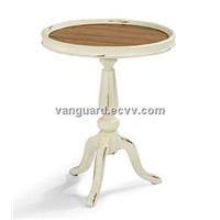 Solid wood/Plank Top Round Accent Table