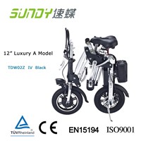 12&amp;quot; mini folding elecric bicycle Luxury A duo disk brake-Black
