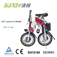 16&amp;quot; Folding Electric Bicycle with disc brake-Red