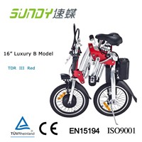 16-inch Shimano Gear Folding Electric Bicycle-Red