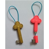 Archaized Key Shape Charging Data Sync Cable, USB To Micro