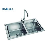 Double Bowl Kitchen Sink Made by Stainless Steel 1mm thick HL61205