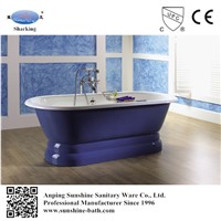 colored enamel freestanding pedestal bathtub SW-1003B