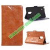 Oil Skin Flip Leather Case for Samsung Galaxy Note 4 with Card Slot (Brown)