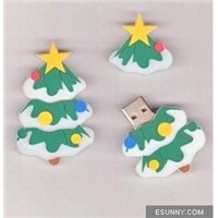 Promotional PVC Christmas Tree USB Flash Drive Pendrive For Gift
