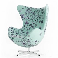 Fiberglass Fancy Fabric &amp;amp; GeniuineLeather Egg Chair/Ane Jacobsen Egg Chair